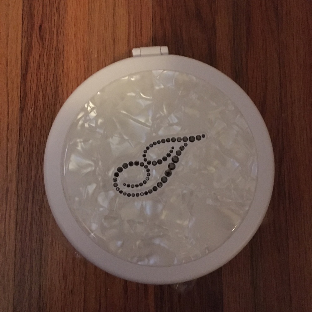 Lori Greiner Shimmer Pearl Dual Magnifying Mirror "T”w/ Crystal Initial